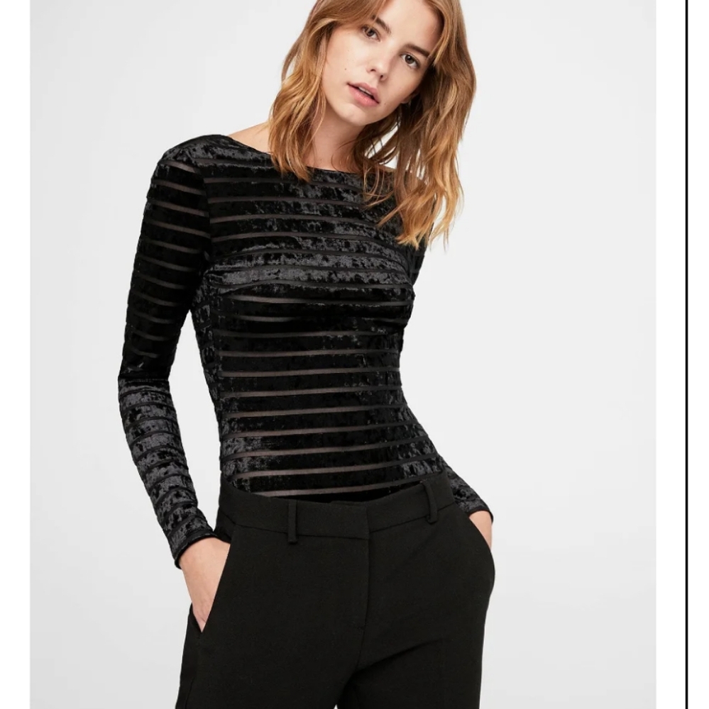 NWT Emporio Armani S/M Sz. IT 40/ US 6 striped flocked bodysuit